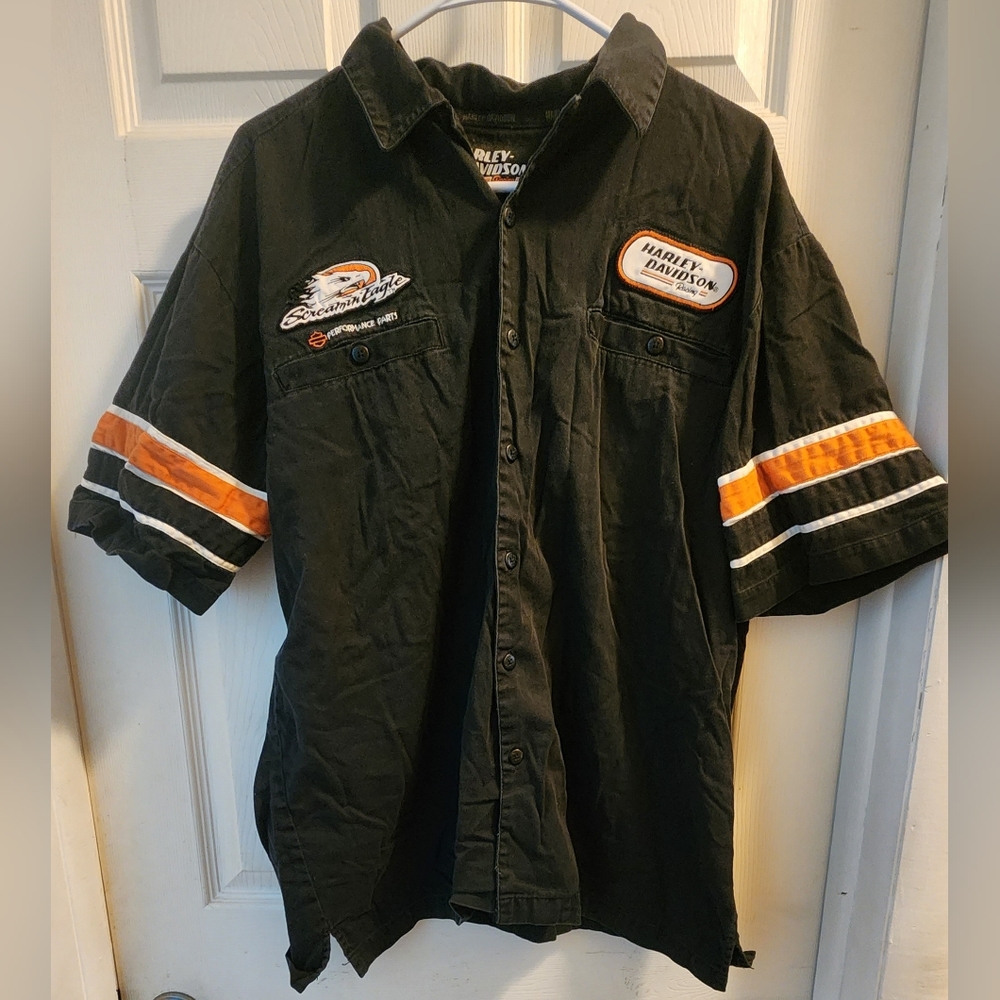 Harley Davidson Racing Screamin' Eagle button up shirt Large
